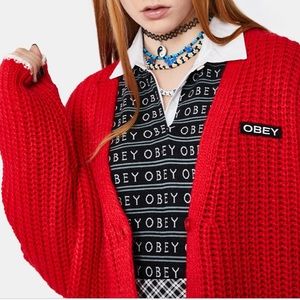 ✨RARE Obey Chunky Knit Button Down Cardigan✨